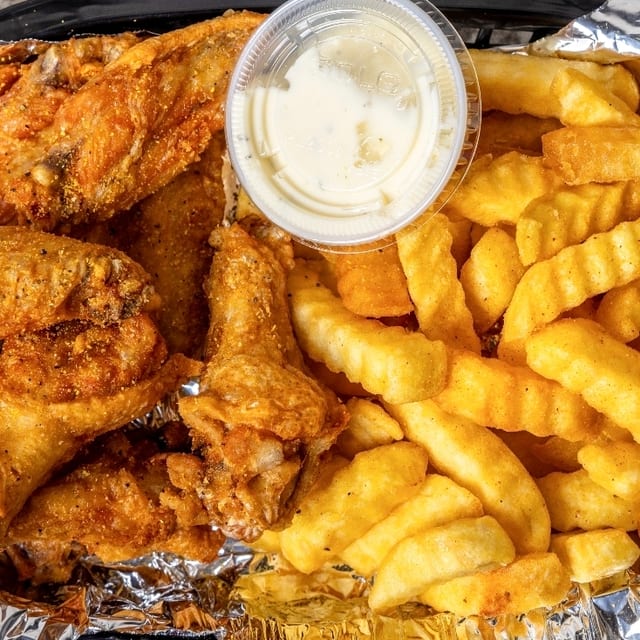 ^6 wings and fries.